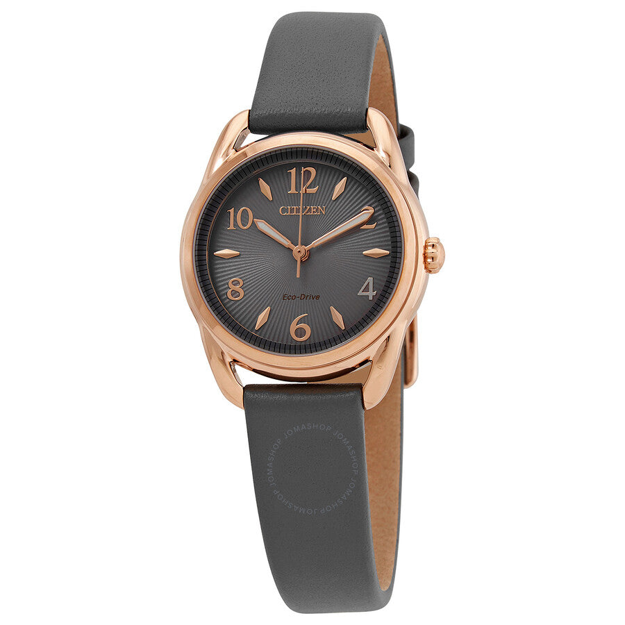 Citizen Drive Grey Dial Gray Leather Ladies Watch FE1218-05H - Dawson Watches