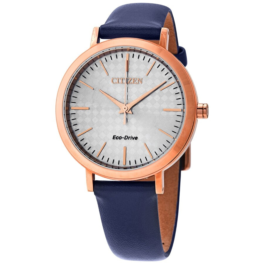 Citizen Drive Silver Dial Blue Leather Ladies Watch EM0763-07A - Dawson Watches
