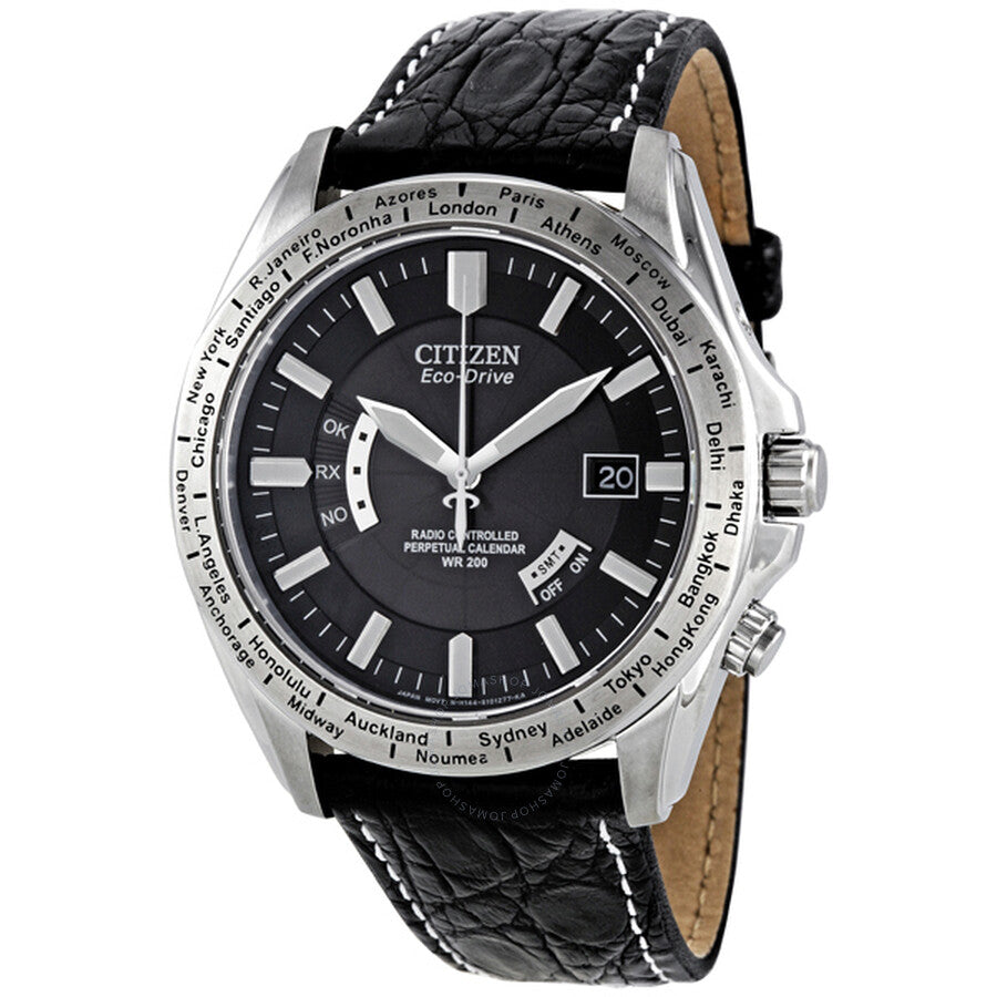 Citizen Eco Drive Atomic Radio Black Dial Genunine Leather Men's Watch CB0000-06E - Dawson Watches