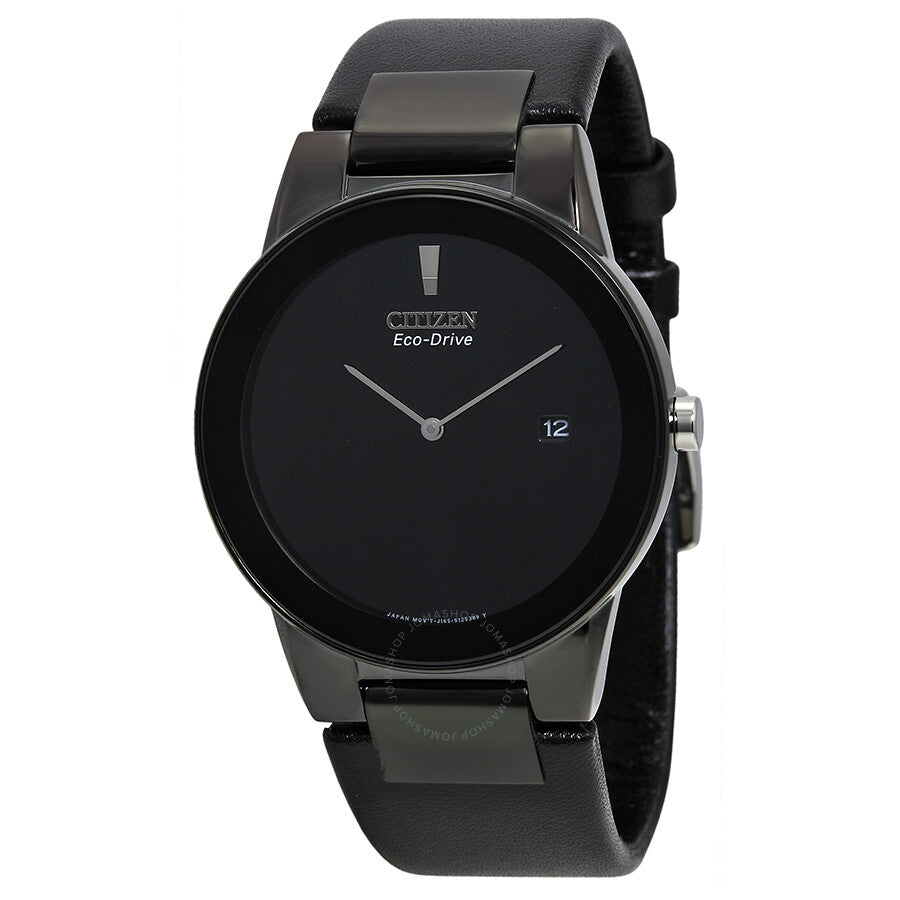 Citizen Eco Drive Axiom Black Dial Black Leather Men's Watch AU1065-07E - Dawson Watches