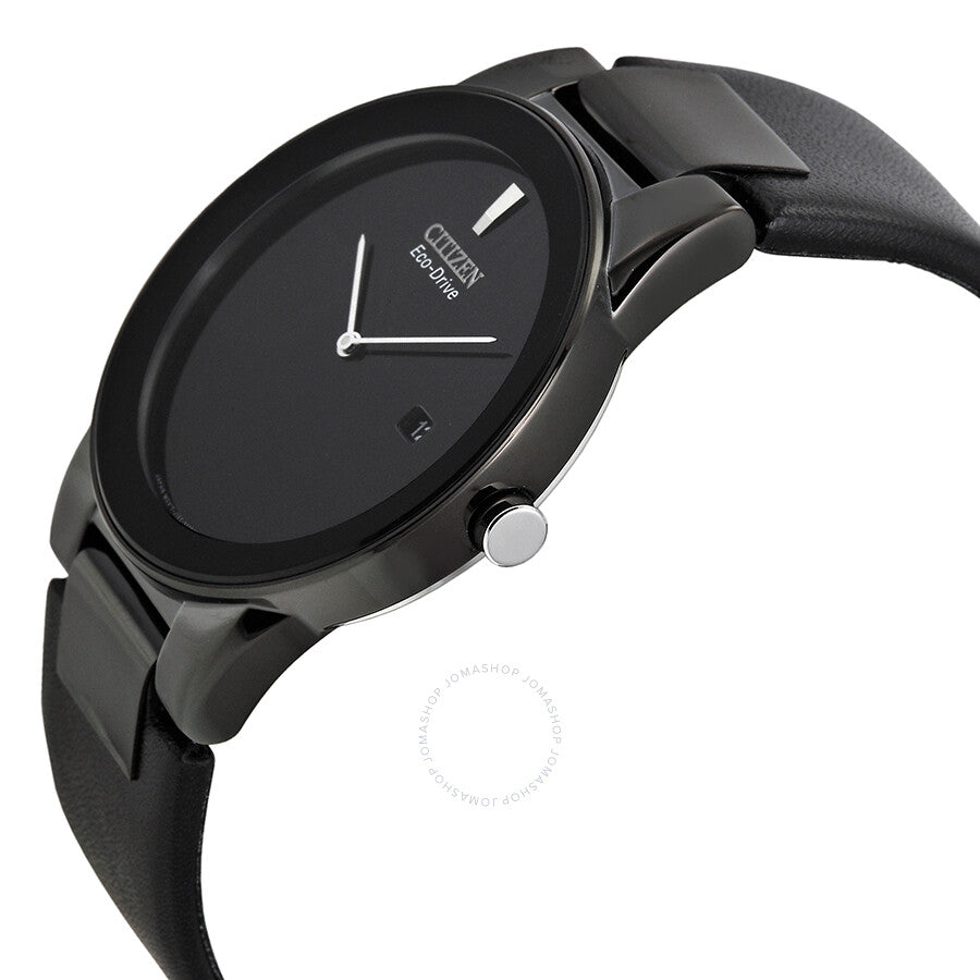 Citizen Eco Drive Axiom Black Dial Black Leather Men's Watch AU1065-07E - The Watches Men & Co #2