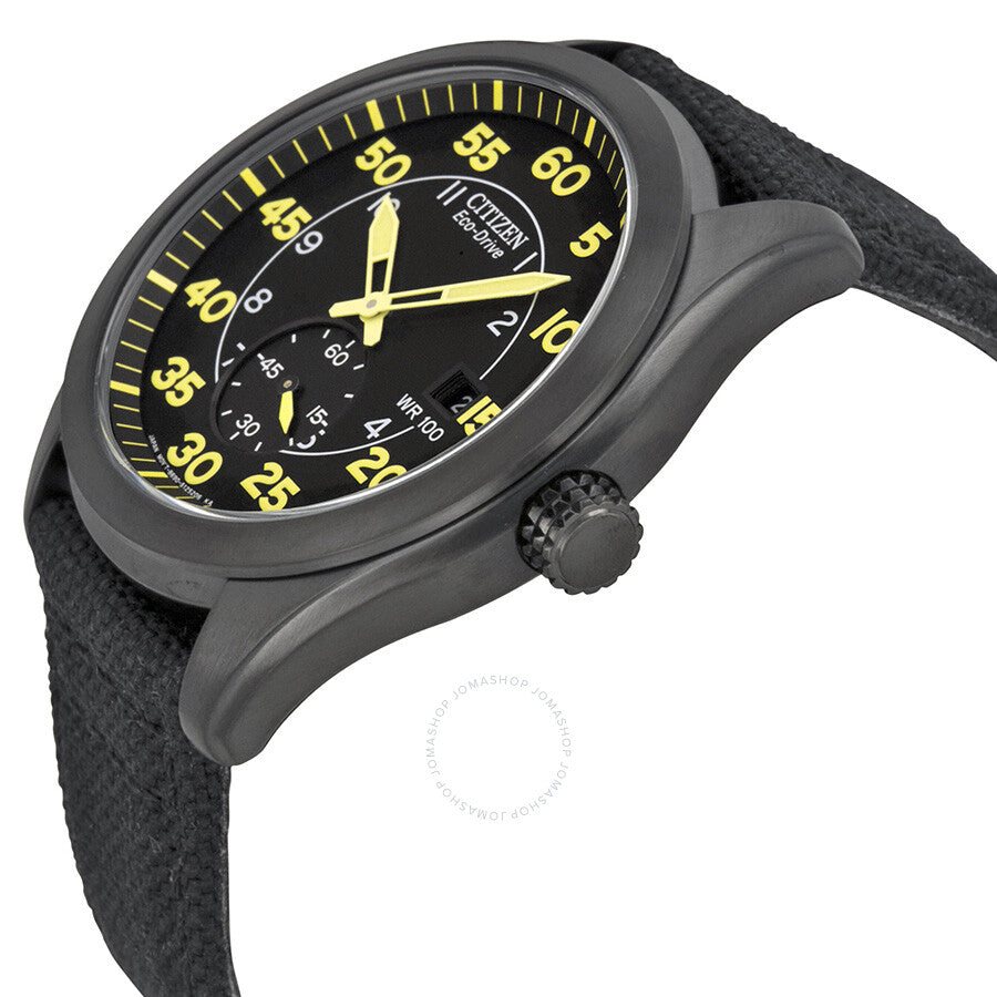 Citizen Eco Drive Black and Yellow Dial Black Nylon Strap Men's Watch BV1085-14E - Dawson Watches #2