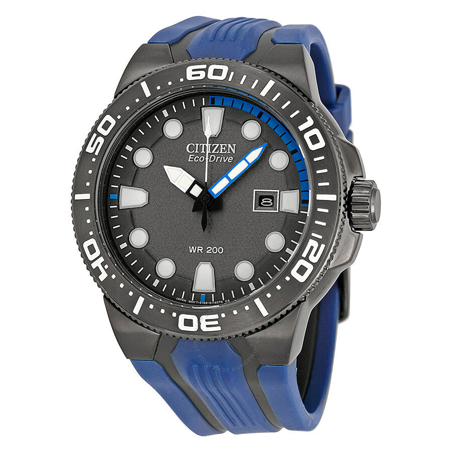 Citizen Eco Drive Black Dial Blue Rubber Men's Watch BN0097-02H - Dawson Watches
