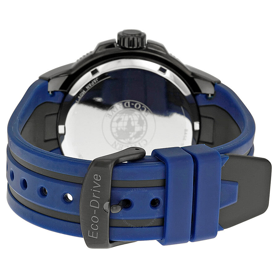 Citizen Eco Drive Black Dial Blue Rubber Men's Watch BN0097-02H - Dawson Watches #3
