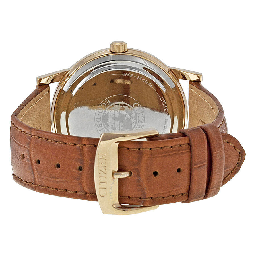 Citizen Eco Drive Black Dial Brown Leather Men's Watch AO9003-08E - Dawson Watches #3