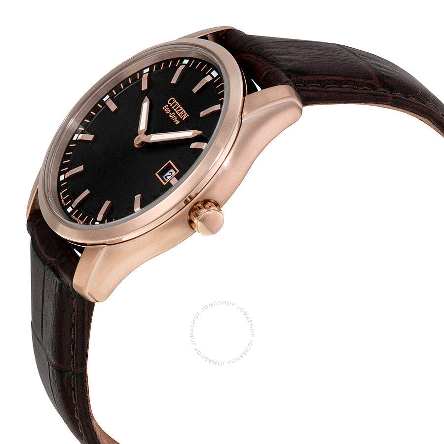 Citizen Eco Drive Black Dial Brown Leather Men's Watch AU1043-00E - Dawson Watches #2