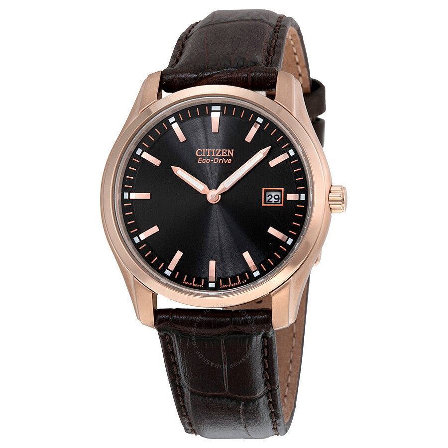 Citizen Eco Drive Black Dial Brown Leather Men's Watch AU1043-00E - Dawson Watches