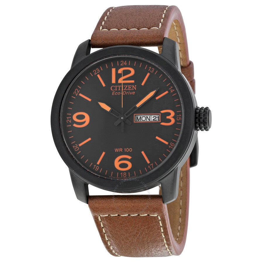 Citizen Eco Drive Black Dial Brown Leather Men's Watch BM8475-26E - Dawson Watches