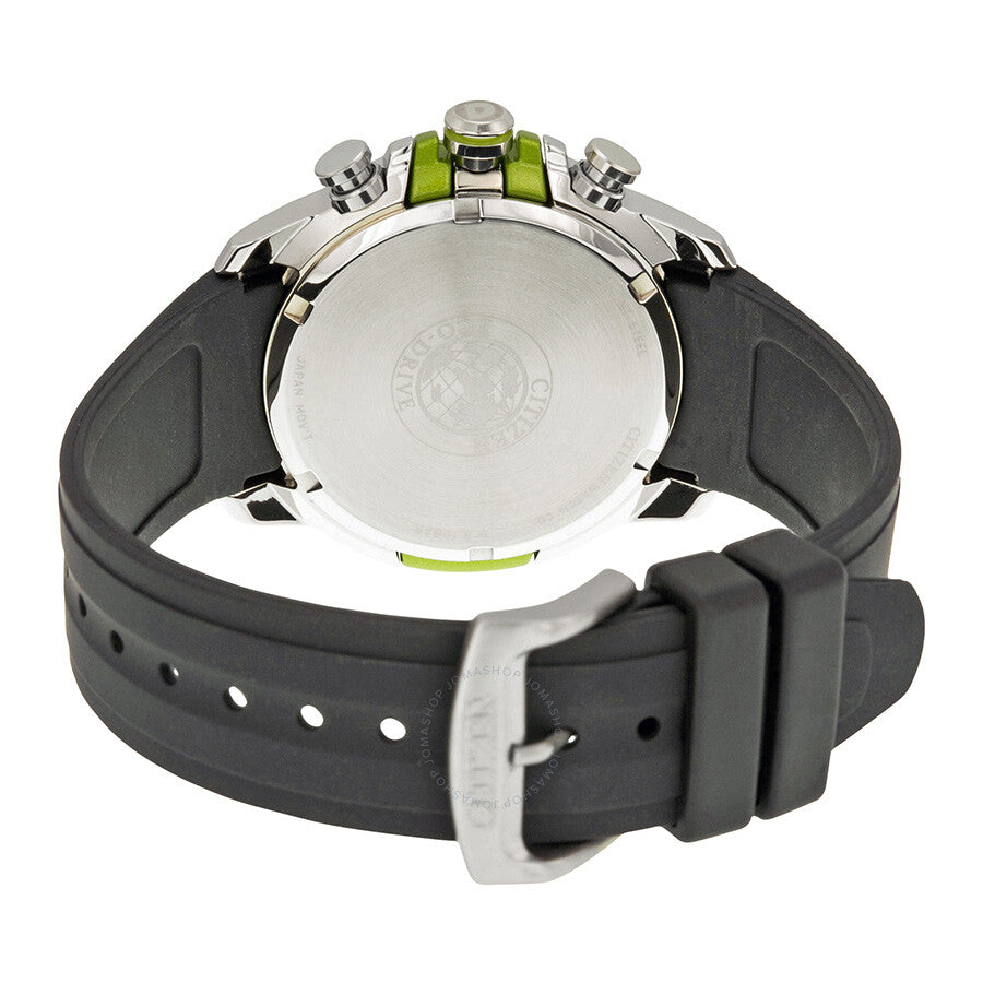 Citizen Eco Drive Black Dial Chronograph Black Rubber Men's Watch CA0427-08E - Dawson Watches #3