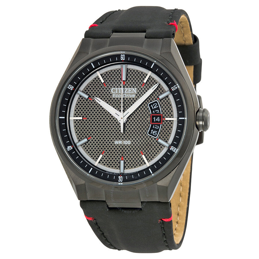 Citizen Eco Drive Black Dial Leather Men's Watch AW1135-01E - Dawson Watches