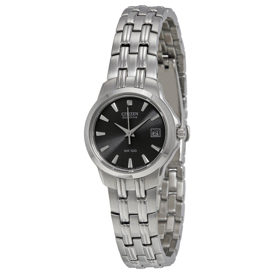Citizen Eco-Drive Black Dial Stainless Steel Ladies Watch EW1540-54E - Dawson Watches