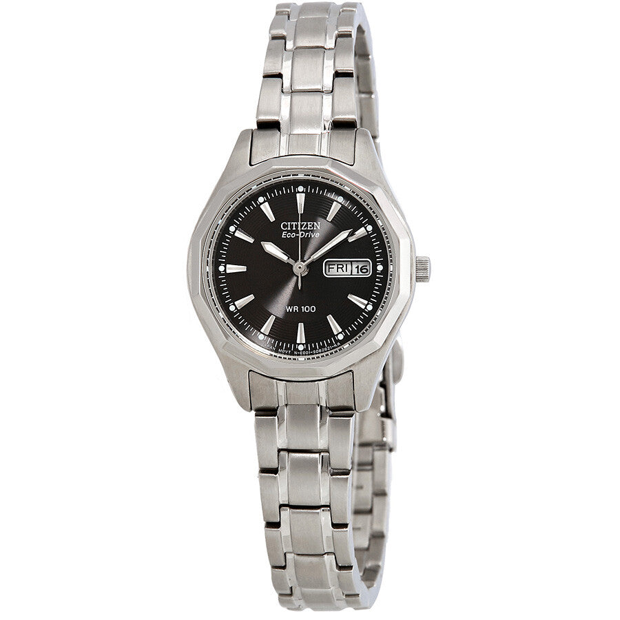 Citizen Eco-Drive Black Dial Stainless Steel Ladies Watch EW3140-51E - Dawson Watches