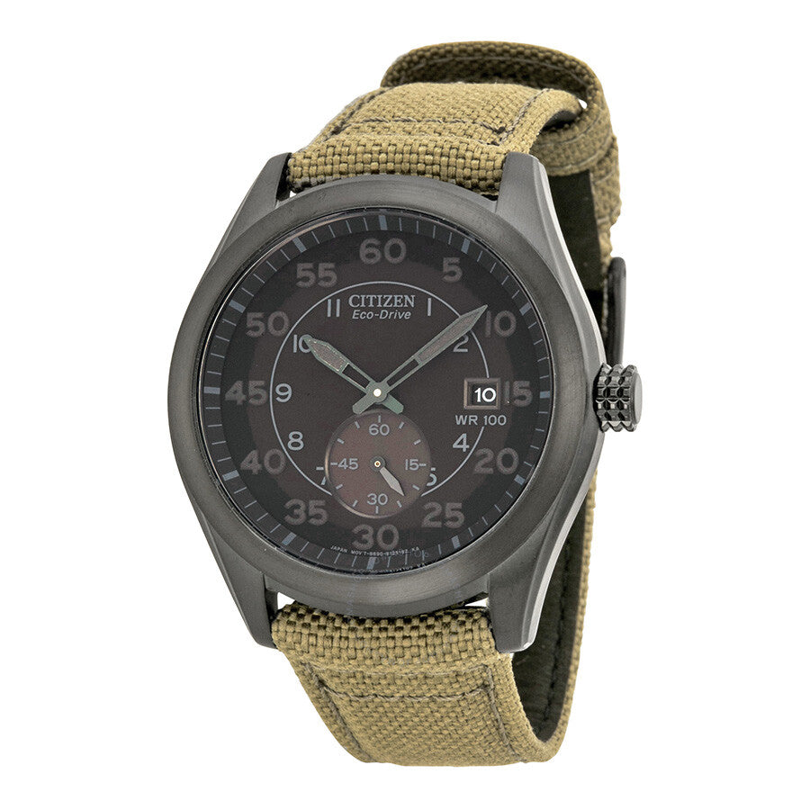 Citizen Eco Drive Black Dial Tan Nylon Strap Men's Watch BV1085-31E - Dawson Watches