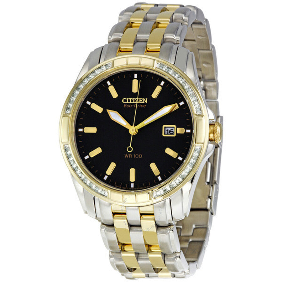 Citizen Eco Drive Black Dial Two Tone Men's Watch BM6814-58E - Dawson Watches