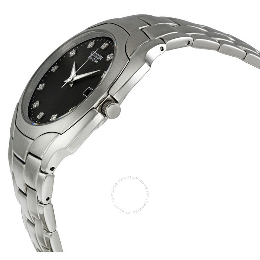Citizen Eco Drive Black Diamond Dial Stainless Steel Men's Watch BM6010-55G - Dawson Watches #2