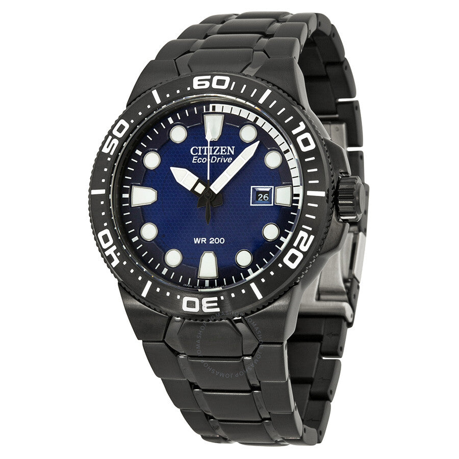 Citizen Eco Drive Blue Dial Black PVD Stainless Steel Men's Watch BN0095-59L - Dawson Watches