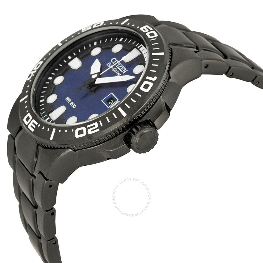 Citizen Eco Drive Blue Dial Black PVD Stainless Steel Men's Watch BN0095-59L - Dawson Watches #2