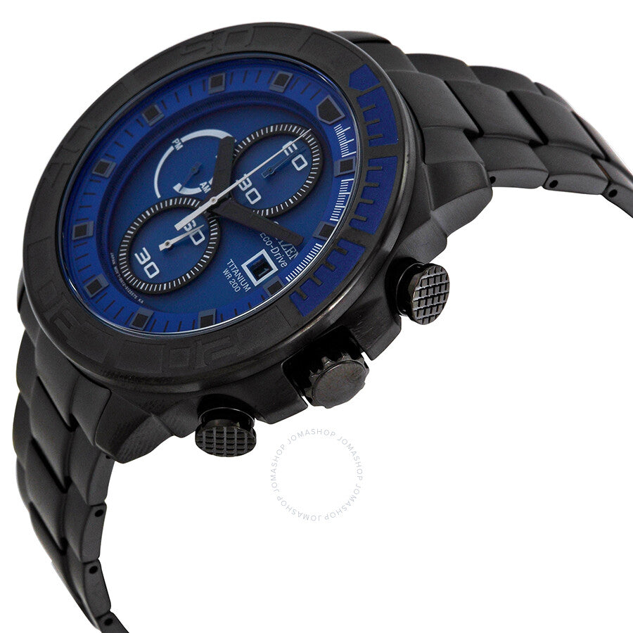 Citizen Eco Drive Blue Dial Black Titanium Men's Watch CA0525-50L - Dawson Watches #2
