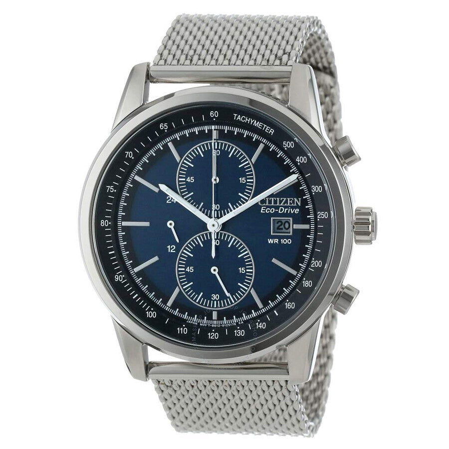 Citizen Eco Drive Chronograph Blue Dial Stainless Steel Men's Watch CA0331-56L - Dawson Watches