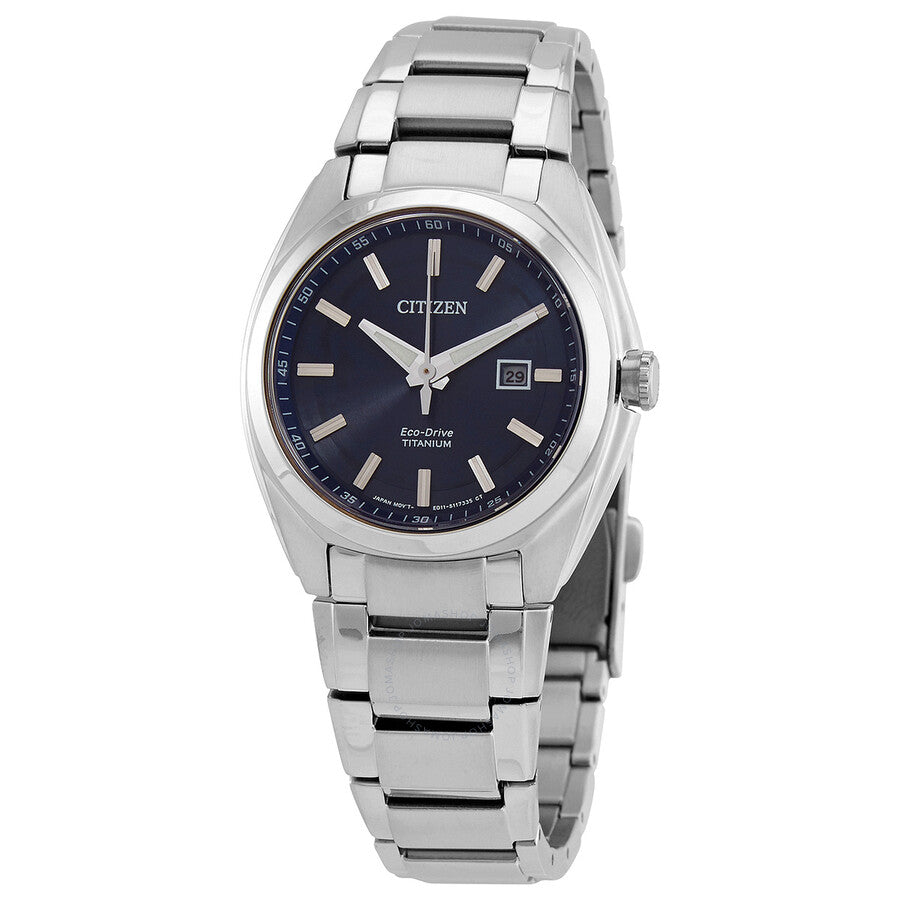 Citizen Eco Drive Blue Dial Titanium Ladies Watch EW2210-53L - Dawson Watches