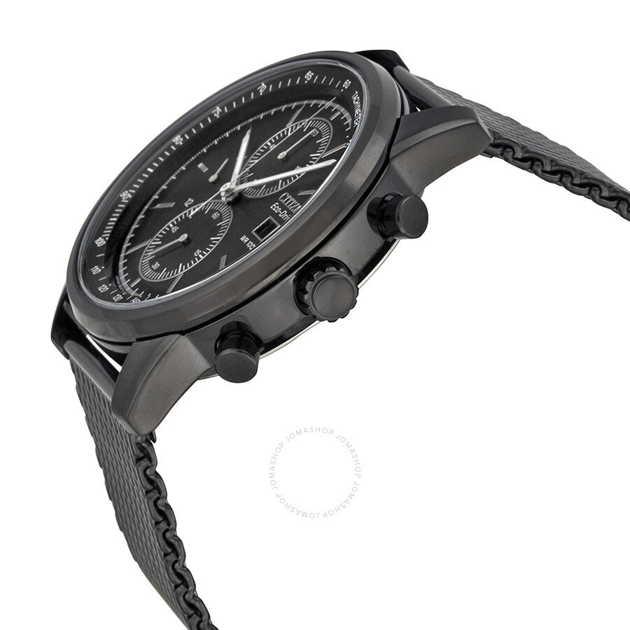 Citizen Eco-Drive Chronograph Black Dial Black Ion-plated Mesh Men's Watch CA0338-57E - Dawson Watches #2