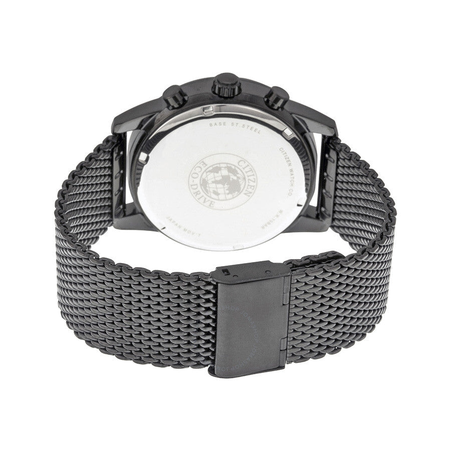 Citizen Eco-Drive Chronograph Black Dial Black Ion-plated Mesh Men's Watch CA0338-57E - Dawson Watches #3