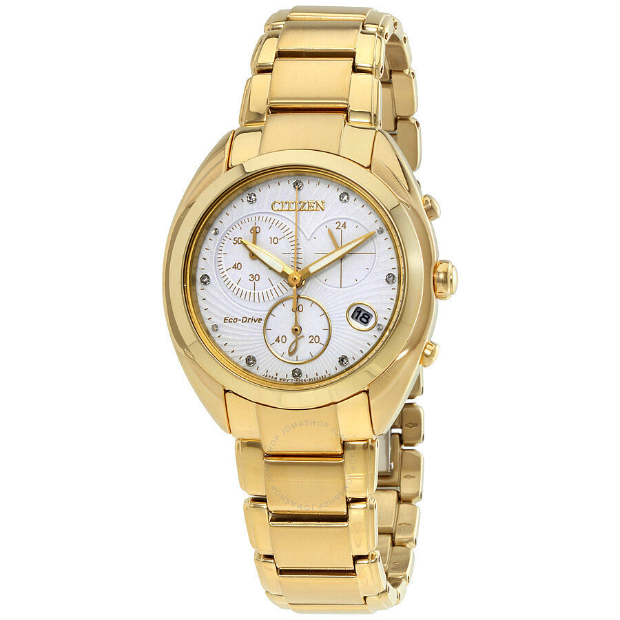 Citizen Eco-Drive Chronograph White Dial Ladies Watch FB1396-57A - Dawson Watches