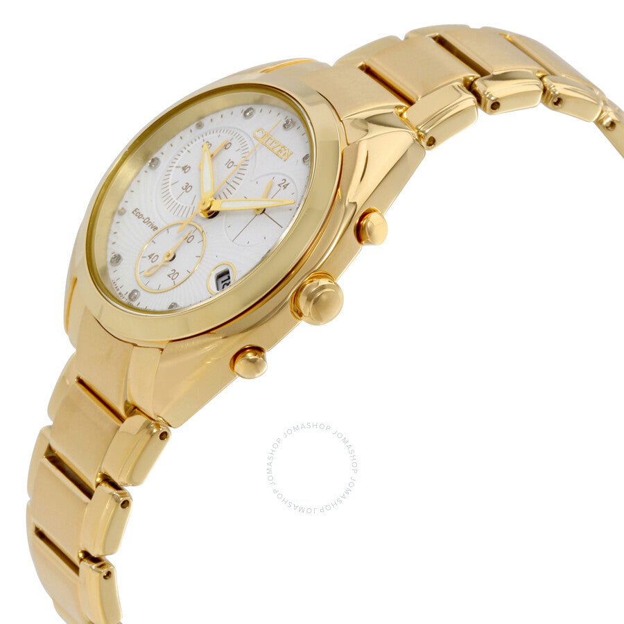 Citizen Eco-Drive Chronograph White Dial Ladies Watch FB1396-57A - Dawson Watches #2