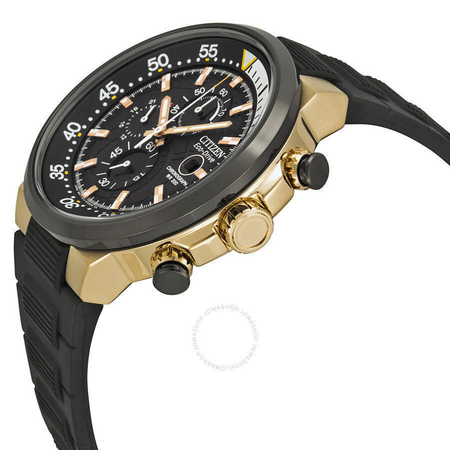Citizen Eco Drive Endeavor Black Dial Black Polyurethane Strap Men's Watch CA0448-08E - Dawson Watches #2