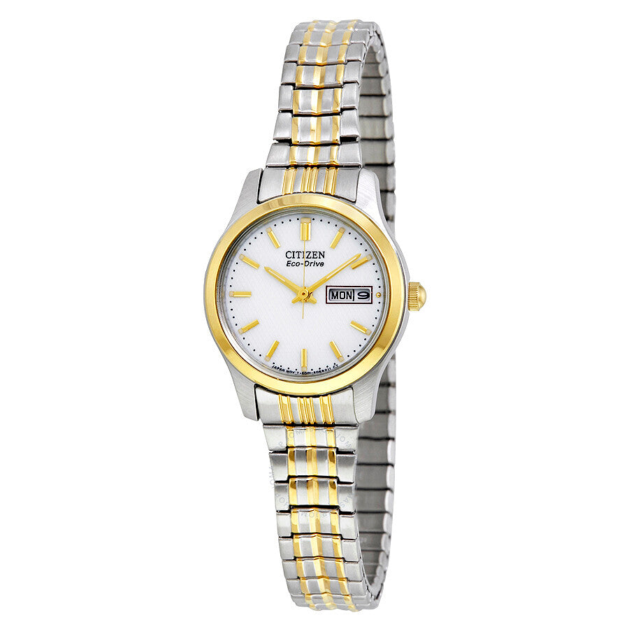 Citizen Eco-Drive Expansion White Dial Two-tone Ladies Watch EW3154-90A - Dawson Watches