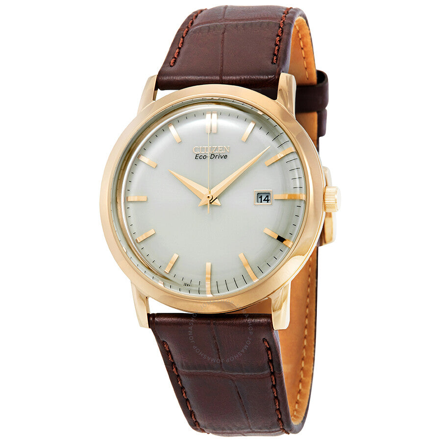 Citizen Eco-Drive Ivory Dial Brown Leather Men's Watch BM7193-07B - Dawson Watches