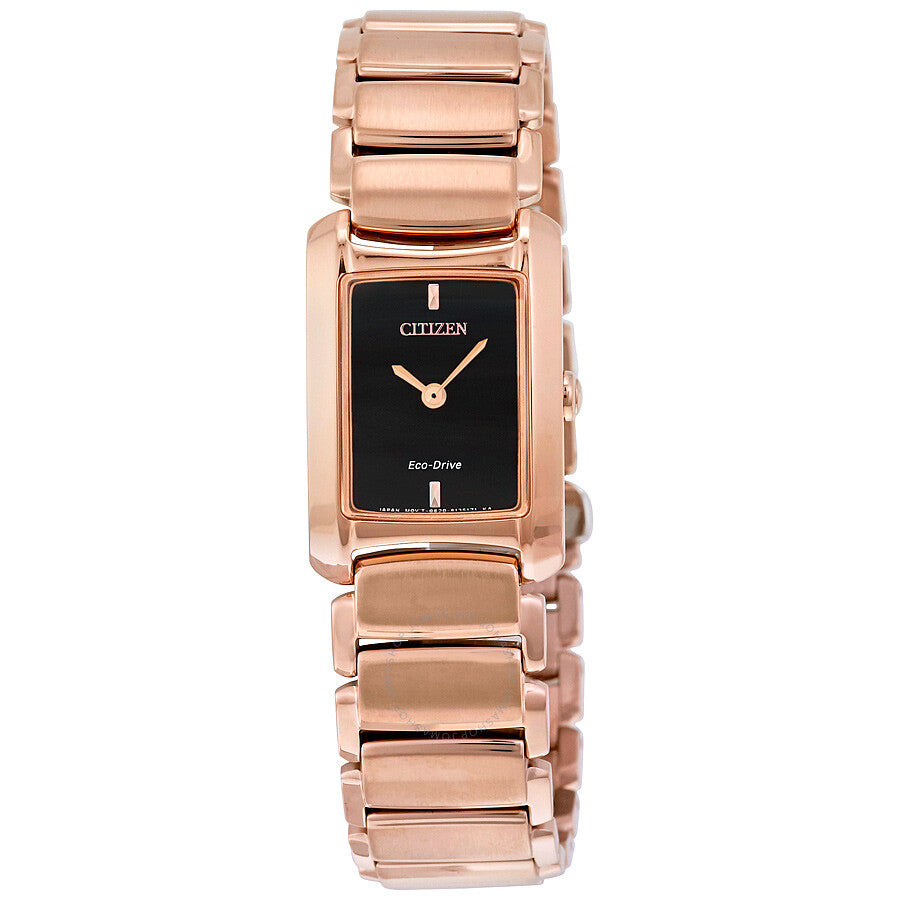 Citizen Rose Gold-tone Case Black Dial Eco-Drive Ladies Watch EG2976-57W - Dawson Watches