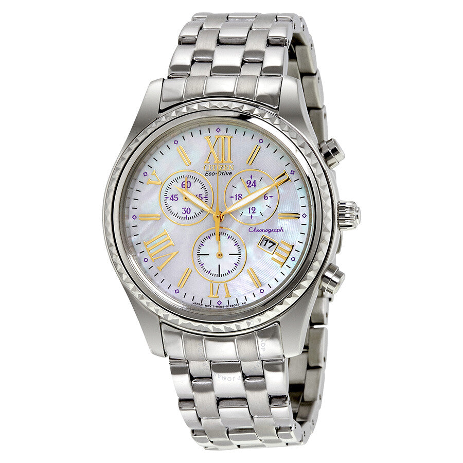 Citizen Eco-Drive Chronograph  Mother of Pearl Ladies Watch FB1360-54D - Dawson Watches