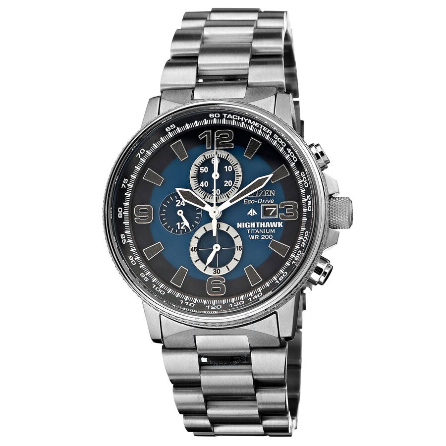 Citizen Eco Drive Nighthawk Blue Dial Titanium Men's Watch CA0500-51L - Dawson Watches