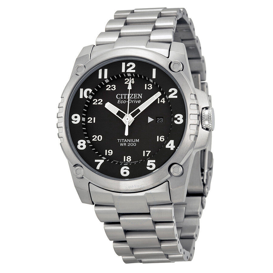 Citizen Eco Drive STX43 Black Dial Titanium Men's Watch BJ8070-51E - Dawson Watches