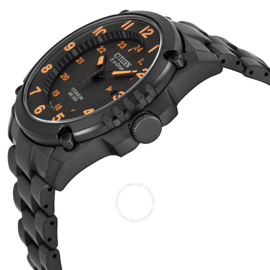 Citizen Eco Drive STX43 Black Orange Dial Titanium Men's Watch BJ8075-58F - Dawson Watches #2