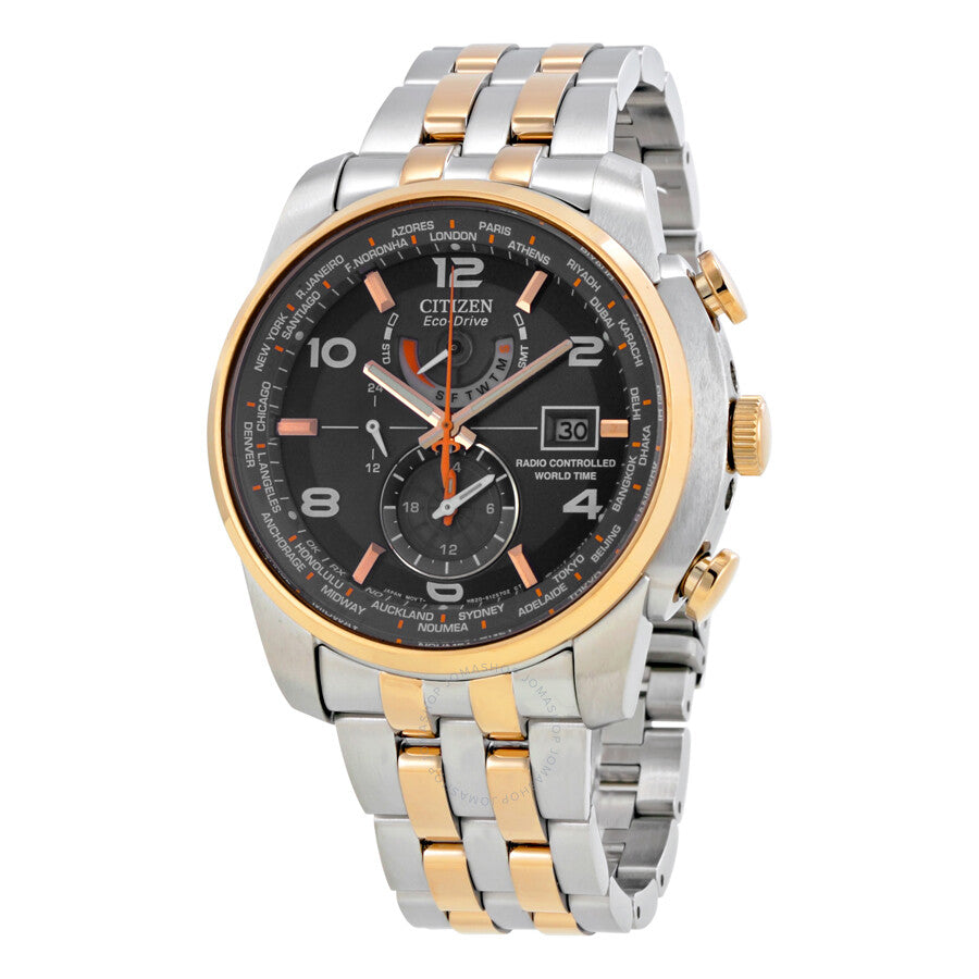 Citizen Eco Drive World Time Grey Dial Two-tone Men's Watch AT9016-56H - Dawson Watches