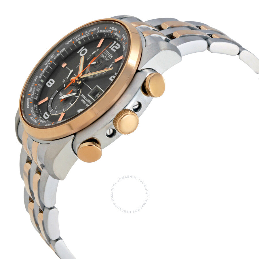 Citizen Eco Drive World Time Grey Dial Two-tone Men's Watch AT9016-56H - Dawson Watches #2