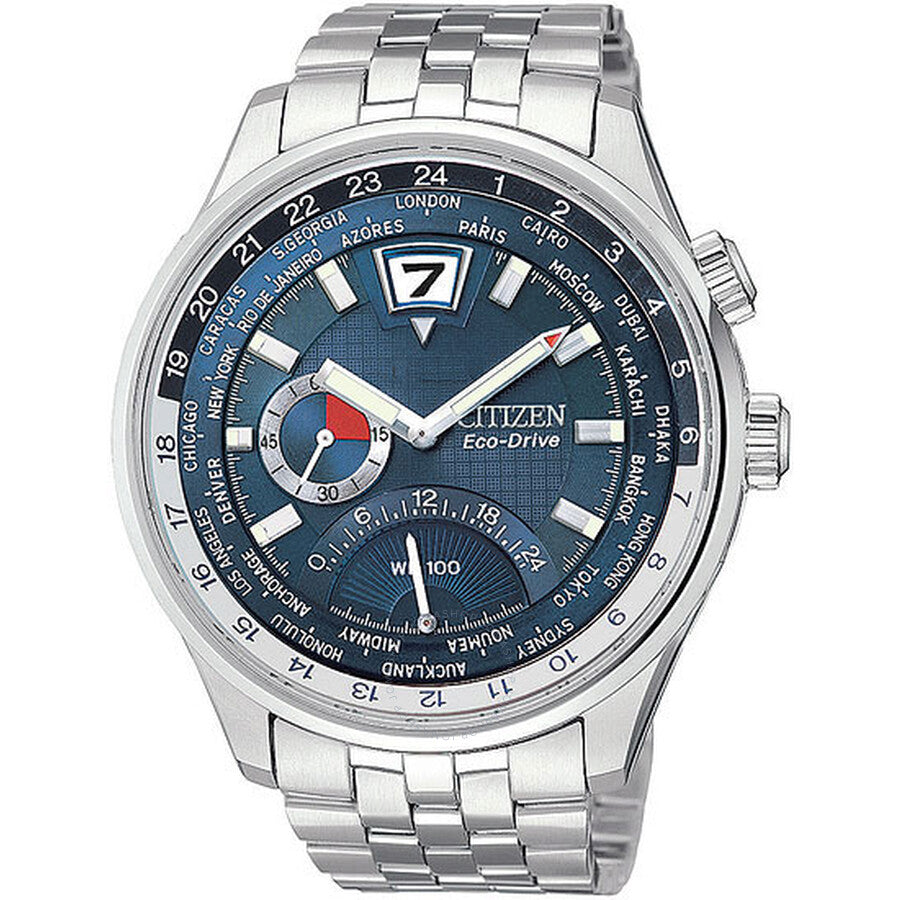 Citizen Eco-Drive 180 Steel Blue World Time Men's Watch BR0011-53L - Dawson Watches
