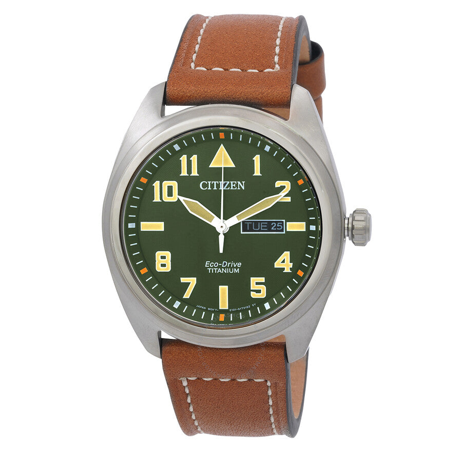 Citizen Eco-Drive Avion Super Titanium Green Dial Men's Watch BM8560-02X - Dawson Watches