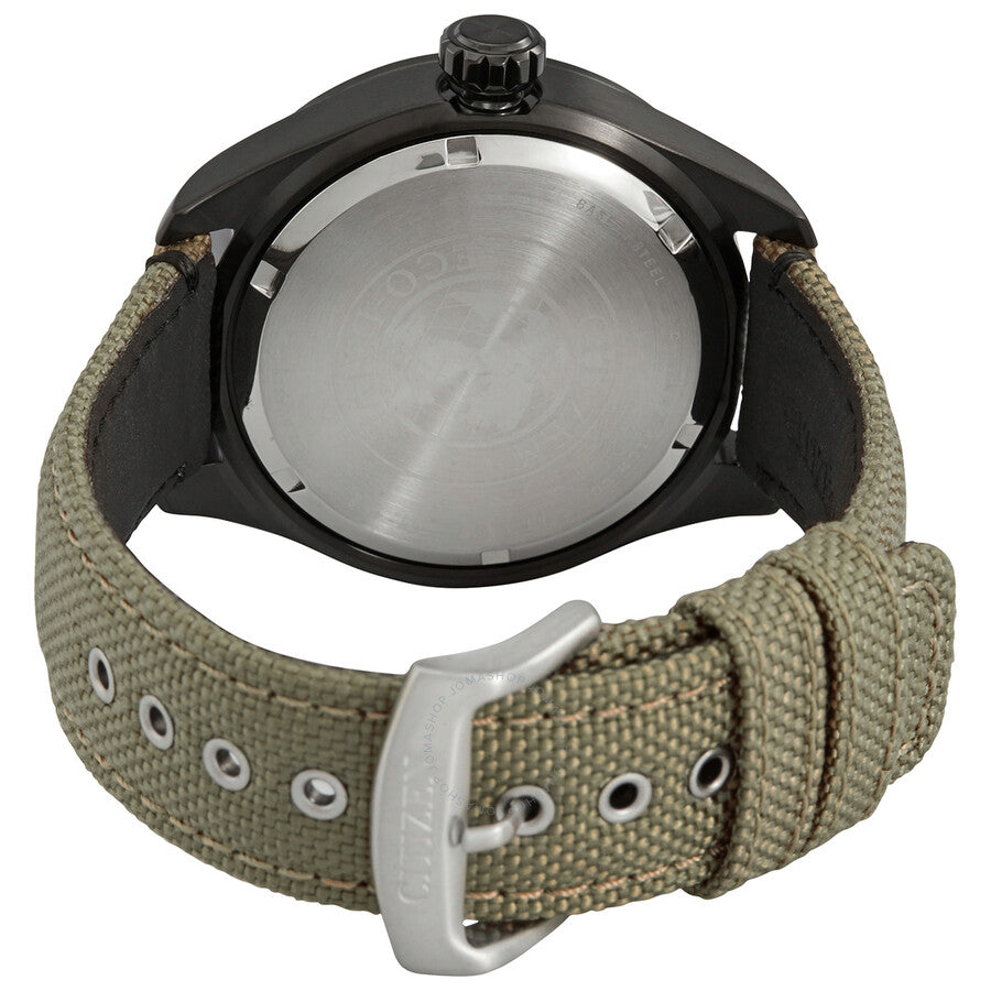 Citizen Eco-Drive Beige Dial Khaki Green Nylon Men's Watch AW5005-12X - Dawson Watches #3