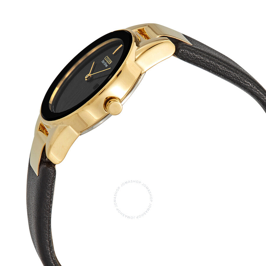 Citizen Eco-Drive Black Dial Black Leather Ladies Watch GA1052-04E - Dawson Watches #2