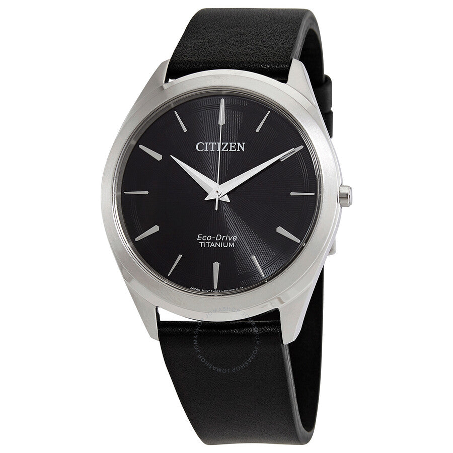 Citizen Eco-Drive Black Dial Black Leather Men's Watch BJ6520-15E - Dawson Watches