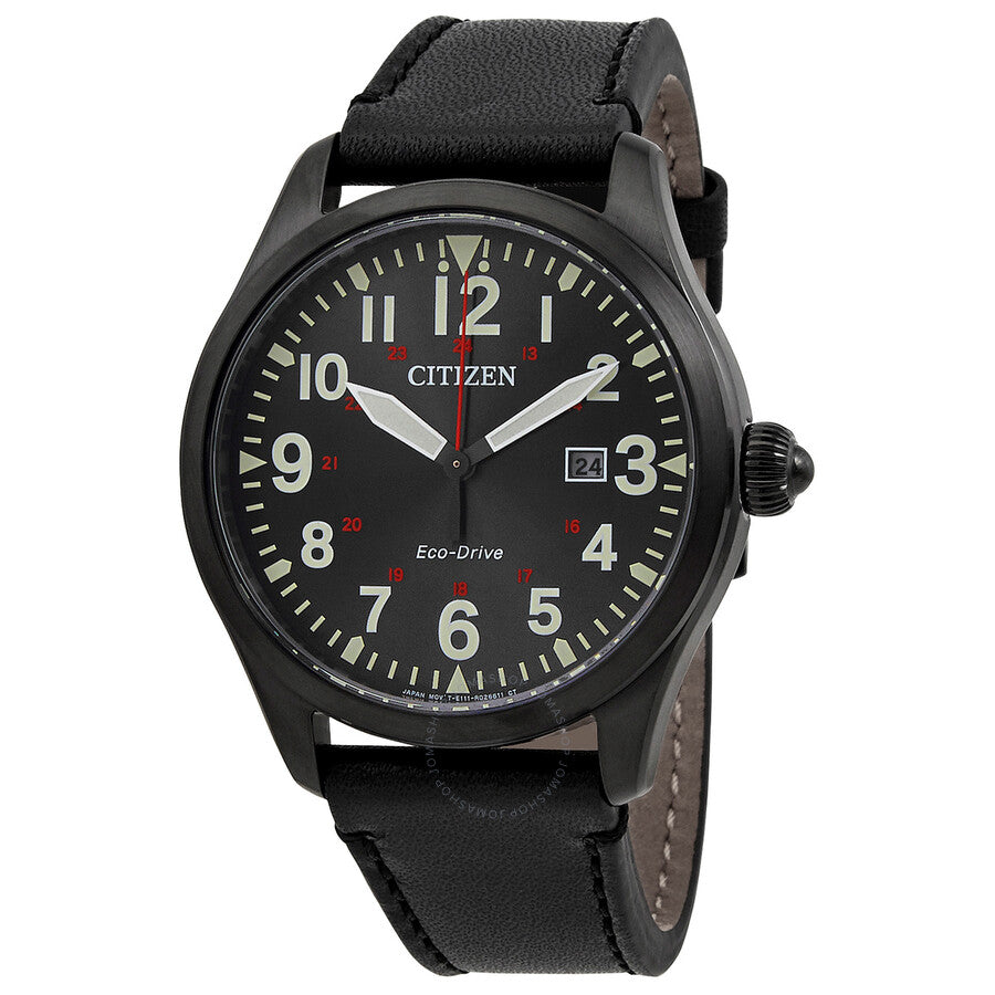 Citizen Eco-Drive Black Dial Black Leather Men's Watch BM6835-15E - Dawson Watches