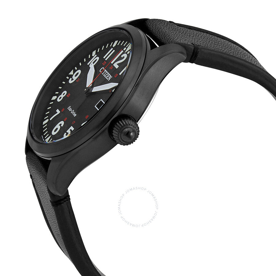 Citizen Eco-Drive Black Dial Black Leather Men's Watch BM6835-15E - Dawson Watches #2