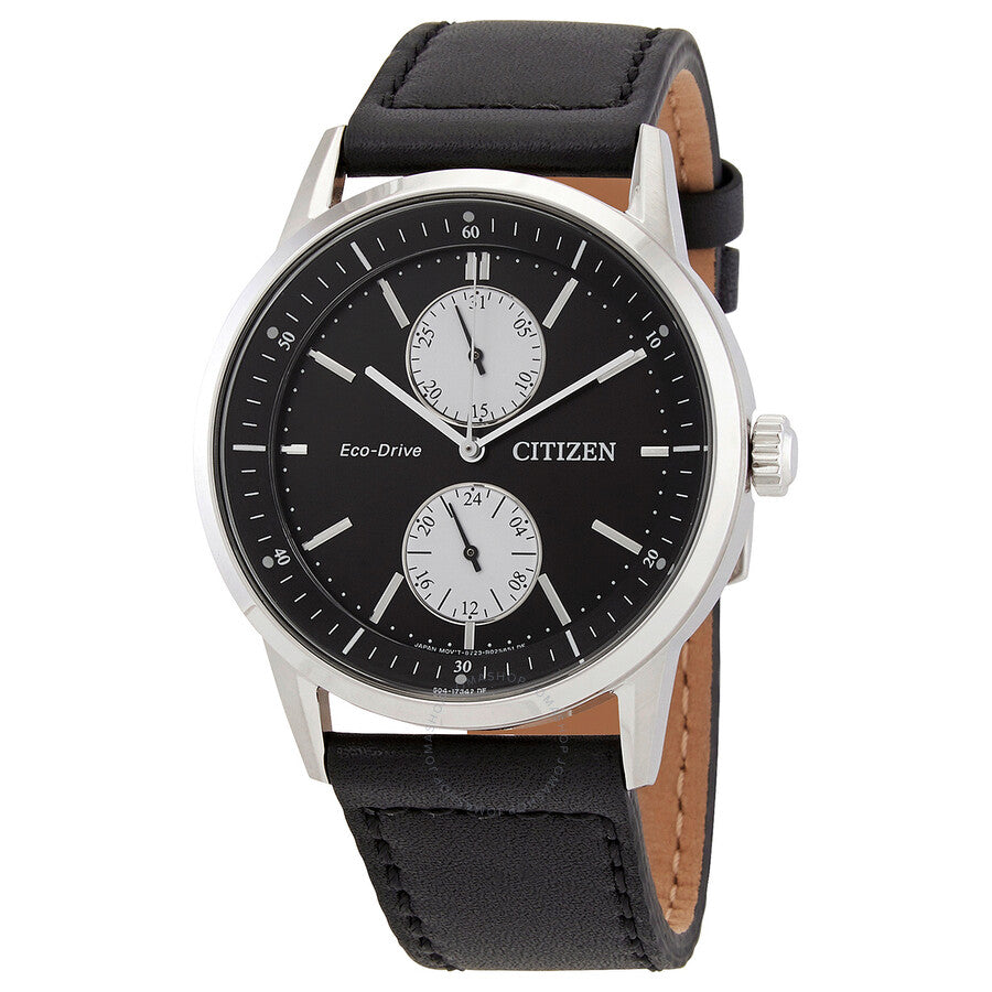 Citizen Eco-Drive Black Dial Black Leather Men's Watch BU3020-15E - Dawson Watches
