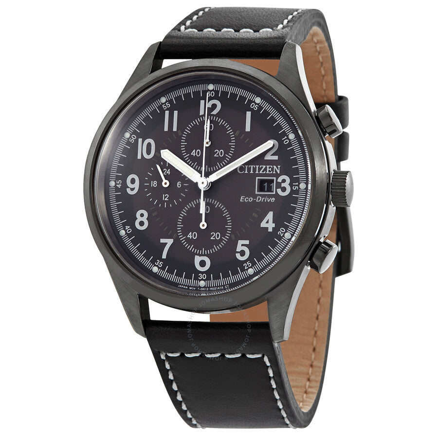 Citizen Eco-Drive Black Dial Black Leather Men's Watch CA0627-09H - Dawson Watches