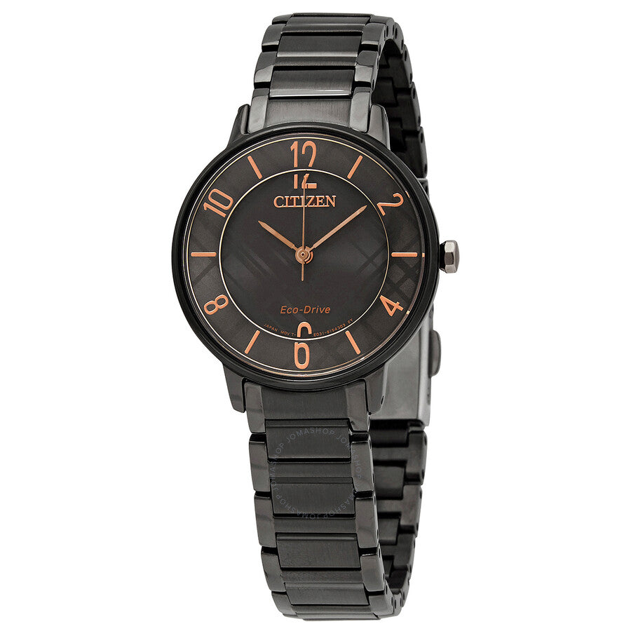 Citizen Eco-Drive Black Dial Black-plated Ladies Watch EM0528-82H - Dawson Watches