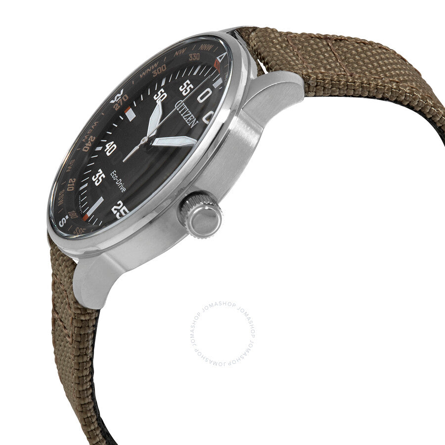Citizen Eco-Drive Black Dial Brown Fabric Men's Watch BM7390-06E - Dawson Watches #2