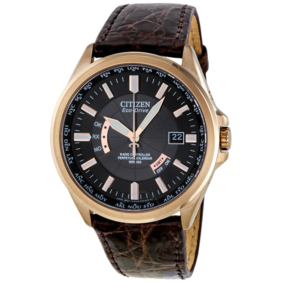 Citizen Eco-drive Black Dial Brown Leather Men Watch CB0013-12E - Dawson Watches